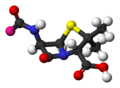 ball-and-stick model of the penicillin nucleus