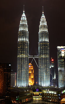 In Kuala Lumpur, teams visited the Petronas Towers: the tallest twin buildings in the world. Petronas Towers, Kuala Lumpur (3323152170).jpg