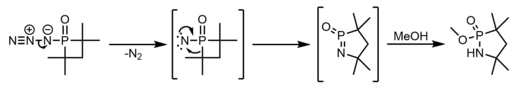 Ring-expansion by nitrogen insertion PhosphaNitrogenInsert.png