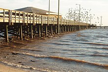 A pier on Tres Palacios Bay.