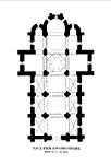 Le plan de l'église : église à trois nefs avec un transept en saillie (Jean virey)