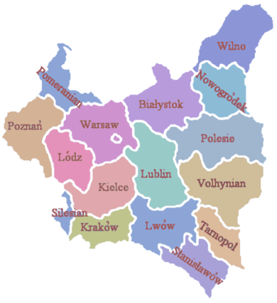 Administrative division of the Republic in 1922 Poland administrative division 1922 literki.png