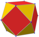 Truncated tetrahedron, cuboctahedron and truncated icosidodecahedron. The first can be described as the smallest Archimedean solid, the last as the largest.