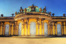 The Sanssouci Palace in Potsdam, the former summer palace of Frederick the Great, is today a World Heritage Site. Potsdam Sanssouci Palace.jpg