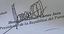 Handtekening van Horacio Cartes