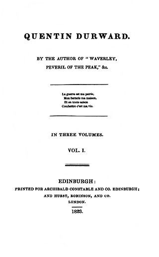 <i>Quentin Durward</i> 1823 historical novel by Walter Scott