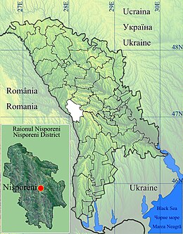 Karte von Moldawien, Position von Nisporeni hervorgehoben