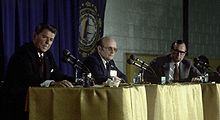 The Nashua debate between Ronald Reagan (left) and George H. W. Bush (right) Reagan-Bush Nashua 1980 debate.jpg