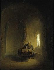An Old Scholar Near a Window in a Vaulted Room