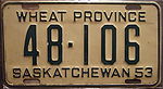 SASKATCHEWAN 1953 plate WHEAT PROVINCE (2151278165).jpg