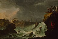 The bursting of the Sint-Anthonis- or Diemerdijk near Houtewael on the 5th of March, 1651, 1651, Amsterdam Museum