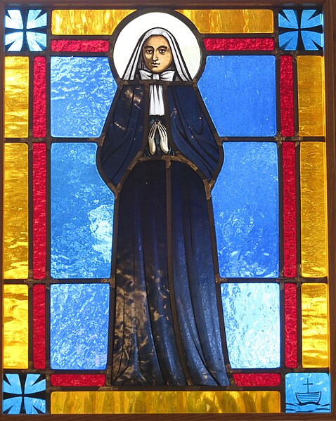 Stained glass window in Chesapeake, Virginia, depicting Cabrini