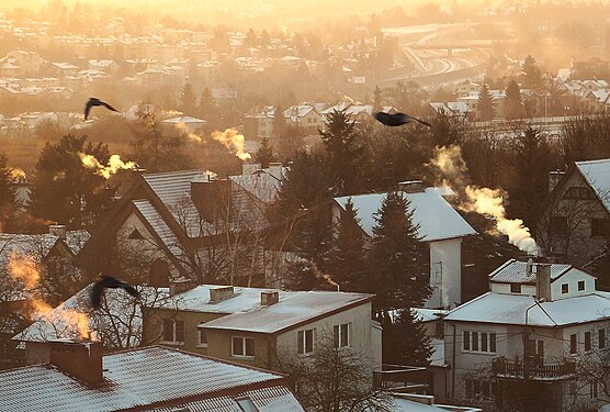 Smog over the housing estate