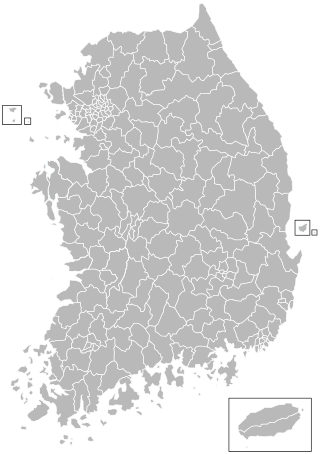 Sør-Koreas fylker og bygrenser.