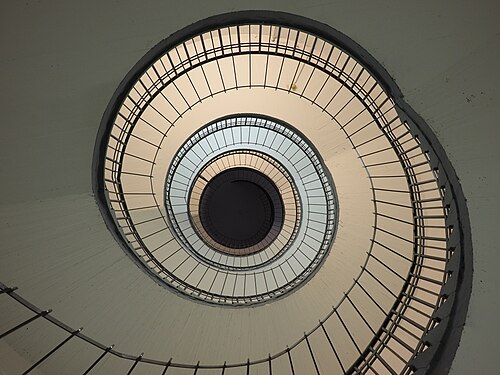 A staircase inside the Flakturm IV air raid shelter in Hamburg