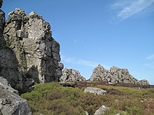 Shattered Cambrian quartzite at the Devil's Chair, Stiperstones