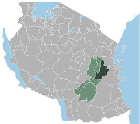 Расположение сельского округа Морогоро в Танзании