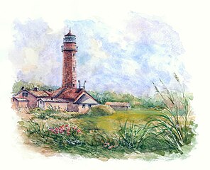 Brusterort Lighthouse (now Taran). Watercolor painting by Tatiana Yagunova