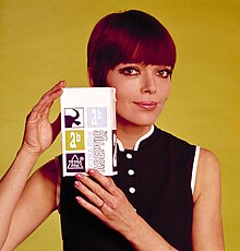 Aseptic technology: Tetra Brik Aseptic, 1960s Tetra Pak Tetra Brik with lady 1960s.jpg