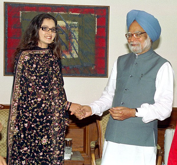 Sania Mirza calls on the Prime Minister, Manmohan Singh in New Delhi on February 18, 2005