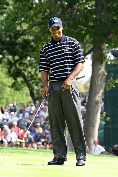 Tiger Woods during a practice round prior to the 2004 Ryder Cup at Oakland Hills