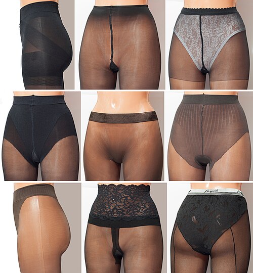 Pantyhose brief styles (top to bottom, left to right): control-top, sheer-to-waist and simple-panty sections