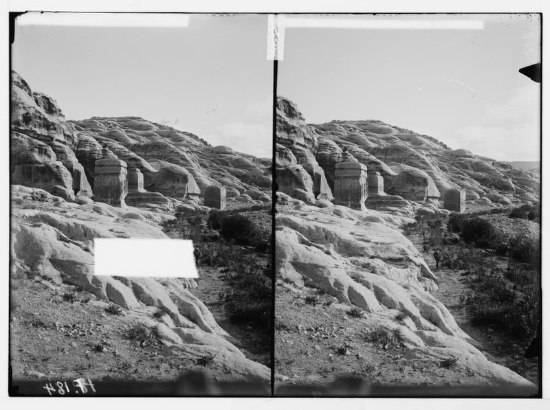 File:Trans-Jordan. Petra. Pylons near Bab-es-Sik. LOC matpc.05960.tif