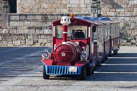 Train at Fefiñáns square, Cambados, Galicia (Spain).