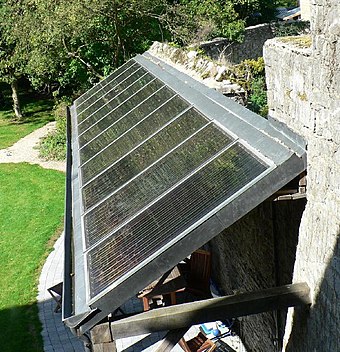 Solar water heaters facing the Sun to maximize gain