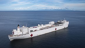 USNS Comfort (T-AH 20) is anchored off the coast of La Brea, Trinidad and Tobago. (48677005558).jpg