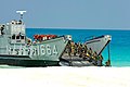 The Pakistan Marines in parallel steps march down the beach from a landing craft utility during the Bright Star in Alexandria in Egypt in 2009.