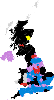 Map of previous control of councils up for election.
Conservative
Labour
Scottish National Party
Majority of independent councillors
No overall control
No election on 4 May 2017 United Kingdom local elections, 2017 - Previous Control.svg