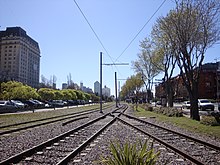 The line's infrastructure in 2009, before its closure. Tracks were later dismantled and incorporated into the Premetro.