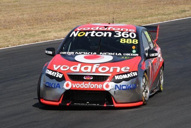 The Ford FG Falcon of Craig Lowndes at Queensland Raceway.