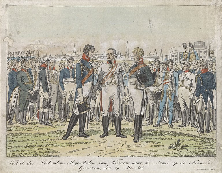 File:Vertrek van de bondgenoten naar het slagveld, 1815 Vertrek der Verbondene Mogentheden van Weenen naar de Armée op de Fransche Grenzen, den 29 Mei 1815 (titel op object), RP-P-1898-A-19818.jpg