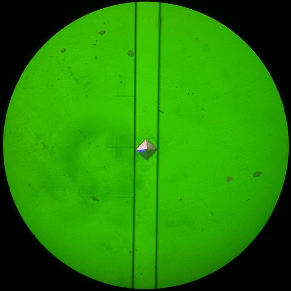 File:Vicker Hardness - Diamond Indentation.jpg