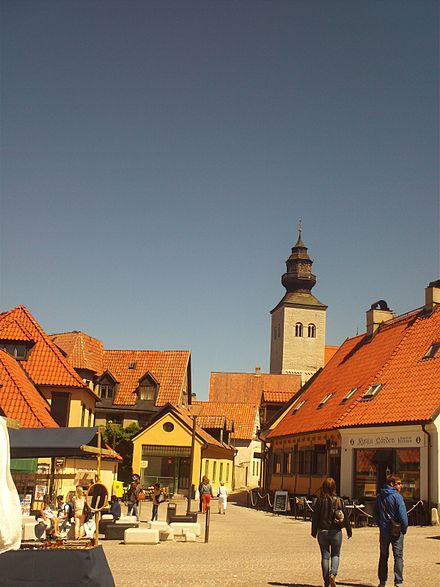 Visby cathedral seen from Stora Torget square
