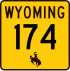 Značka 174 na dálnici Wyoming