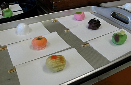 A selection of wagashi to be served during a Japanese tea ceremony