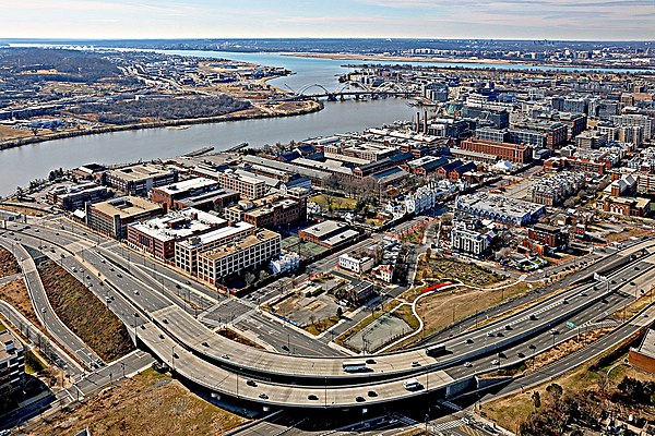 An aerial view of Washington Navy Yard during 2021