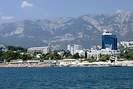 Photo of Yalta, meeting place of the Yalta Conference and fifth most populous city[h] in Crimea[39][5]