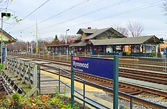 SEPTA commuter rail station at Wynnewood Wynnewood, PA SEPTA train station.jpg