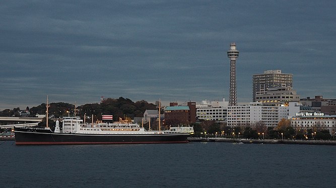 Ocean liner Hikawa-maru at Port of Yokohama, Japan.