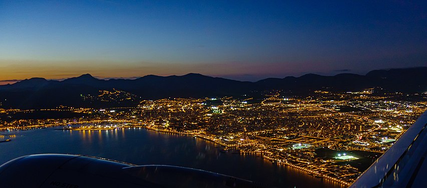 View from the plane to Palma de Mallorca at night