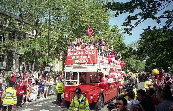 Arsenal celebrate a Cup double in 1998