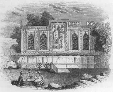 1842 tomb of Babur by Charles Masson.png