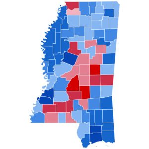 2008 United States House in Mississippi by county.svg