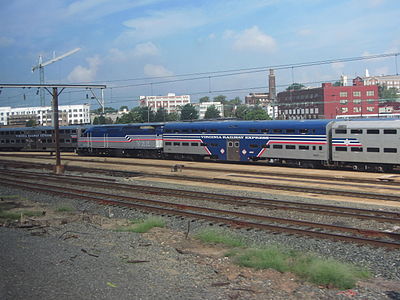 A VRE train parked in the Ivy City rail yard. VRE purchased this part of the rail yard in the early to mid 2000s.