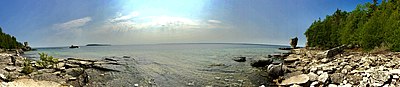 Thumbnail for File:20150704 - 058 - Flowerpot Island, Fathom Five National Marine Park, Ont. - Two-Flowerpot Panorama.jpg