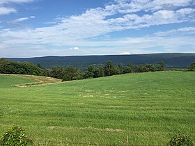 2016-07-07 17 51 12 Vista sureste hacia Great North Mountain en el condado de Frederick, Virginia desde la ruta estatal de Virginia Occidental 259 (Carpers Pike) en High View, condado de Hampshire, Virginia Occidental.jpg